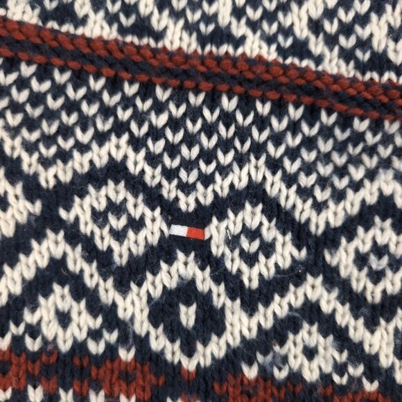 Tommy Hilfiger Men's Sweater Navy/Cream/Red Knit Wool Diamond Pattern, Large - Picture 6 of 8
